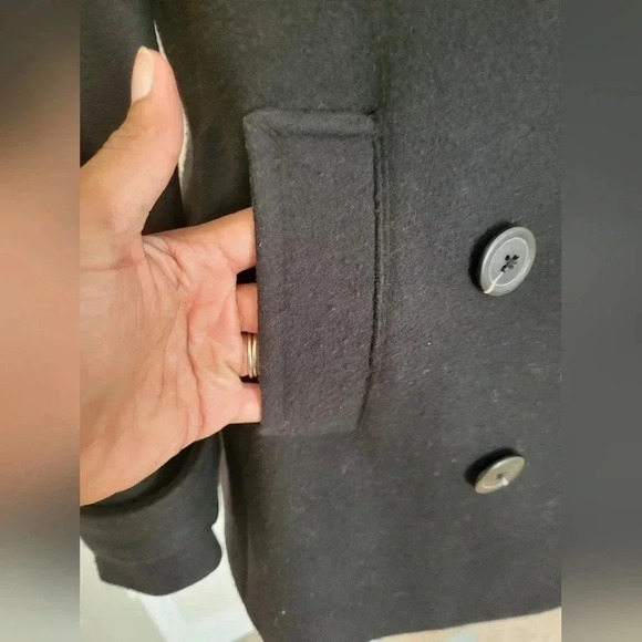 Gap Factory Store Classic Minimalist Chic Black Wool Blend Peacoat/Jacket(M) - Picture 6 of 9